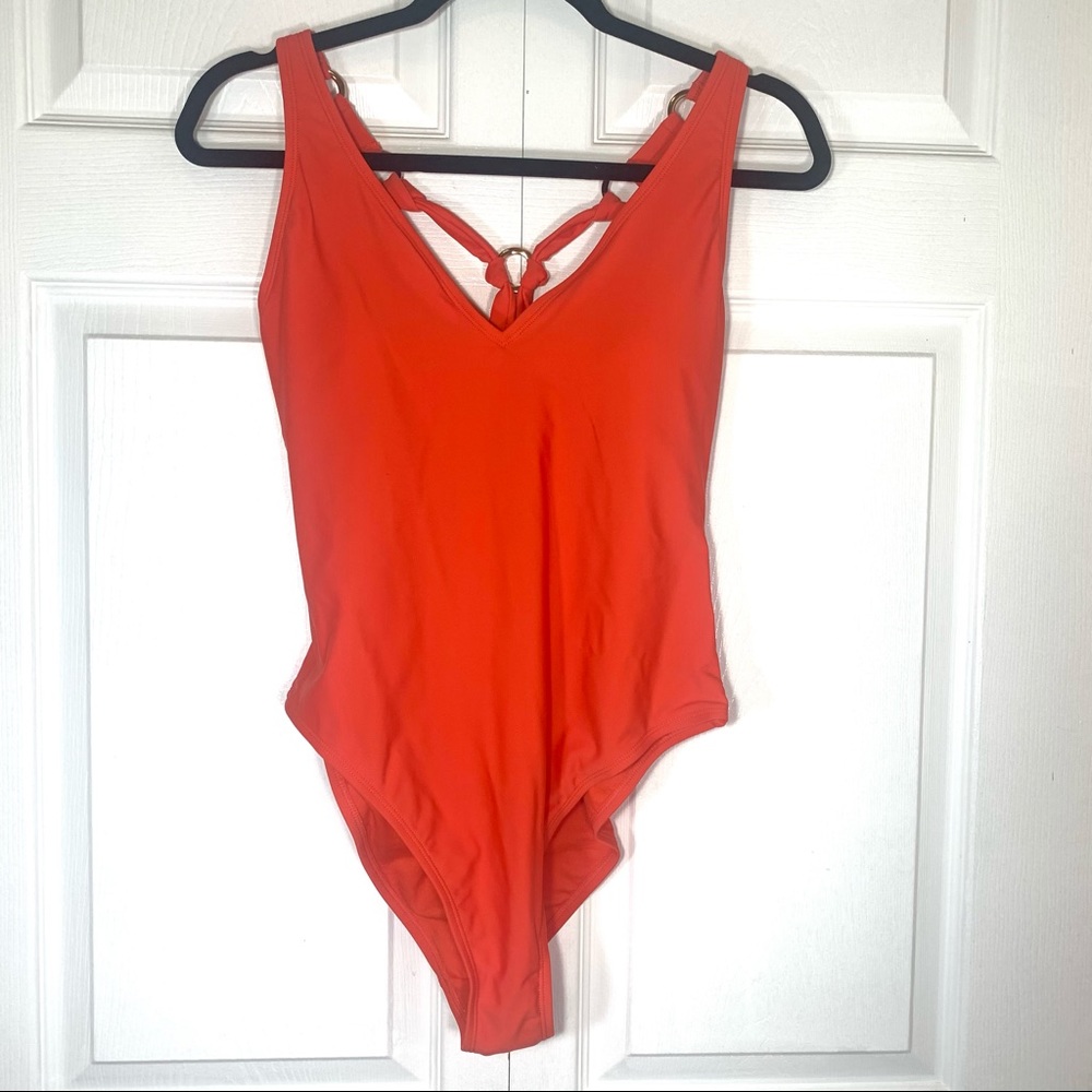NWT. New York & Co. Red/orange one piece swimsuit. Size Large